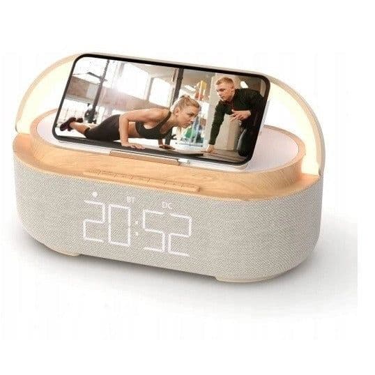 image-Manufacturer's new multifunctional 15W fast charging wireless charger clock speaker night light business gift with printed logo