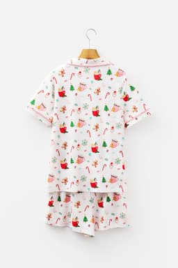 image-White Christmas Spirits Shirt Style 2pcs Short Pajama Set