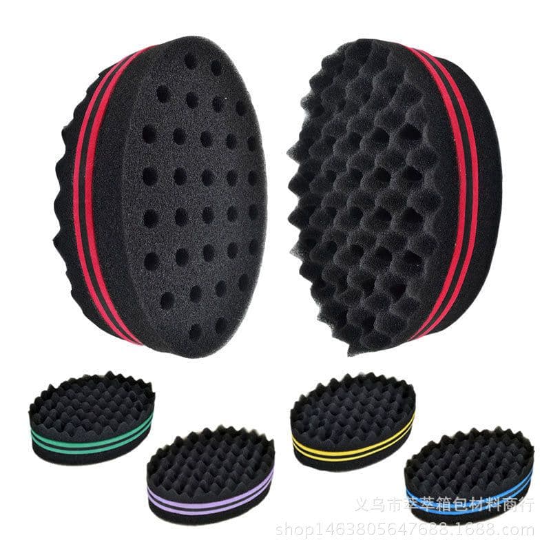 image-Overseas selling porous curling black sponge oval sweeping sponge brush messing hair short hair cleaning sponge