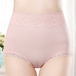image-Pure Cotton High Waist Women's Underwear - Lace Seamless Briefs