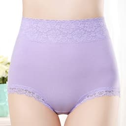 image-Pure Cotton High Waist Women's Underwear - Lace Seamless Briefs