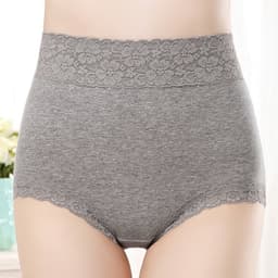 image-Pure Cotton High Waist Women's Underwear - Lace Seamless Briefs