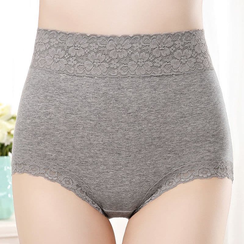 image-Pure Cotton High Waist Women's Underwear - Lace Seamless Briefs
