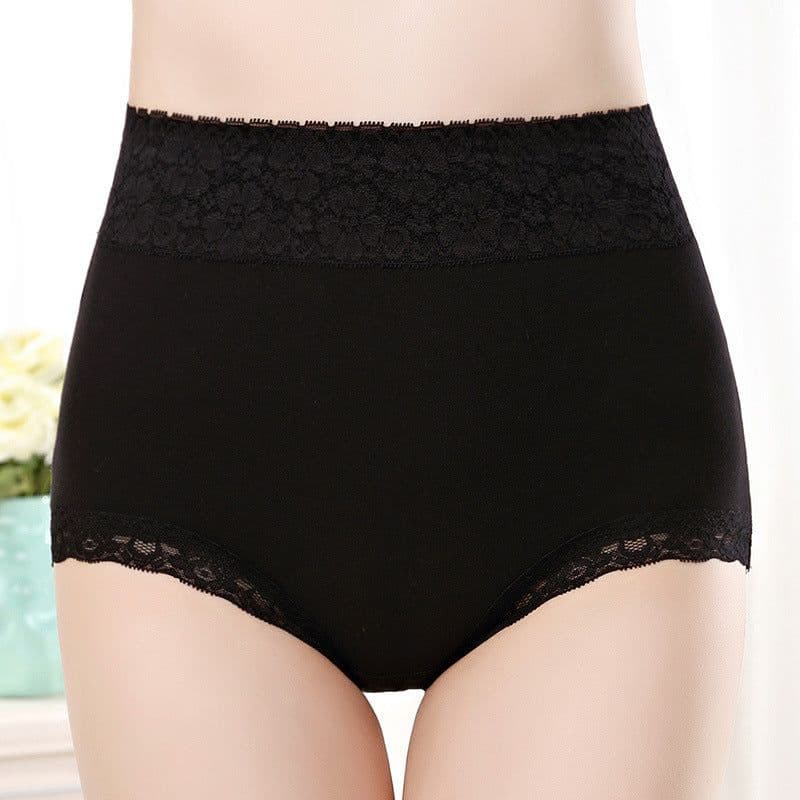 image-Pure Cotton High Waist Women's Underwear - Lace Seamless Briefs