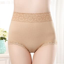image-Pure Cotton High Waist Women's Underwear - Lace Seamless Briefs