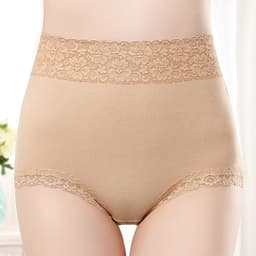 image-Pure Cotton High Waist Women's Underwear - Lace Seamless Briefs