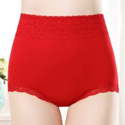 image-Pure Cotton High Waist Women's Underwear - Lace Seamless Briefs