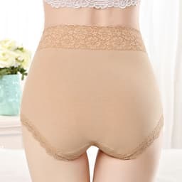 image-Pure Cotton High Waist Women's Underwear - Lace Seamless Briefs