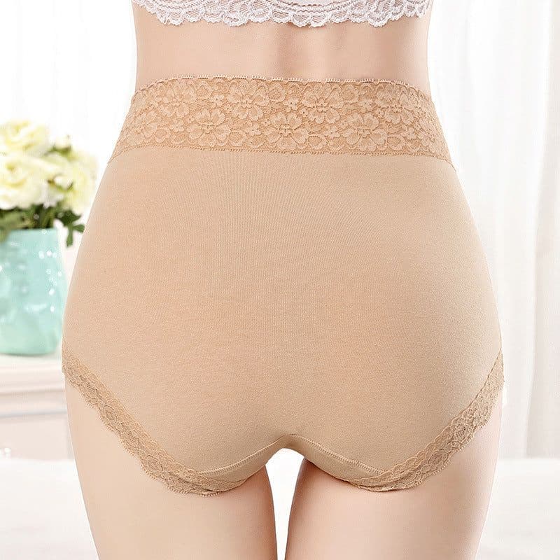 image-Pure Cotton High Waist Women's Underwear - Lace Seamless Briefs