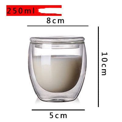 image-Household Double Layer Transparent Glass Water Cup