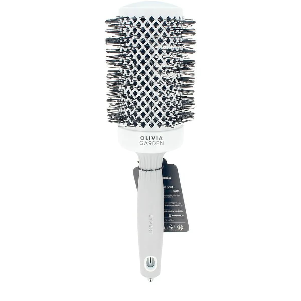 image-Detangling Hairbrush Olivia Garden EXPERT BLOWOUT SHINE White Grey Ø 55 mm