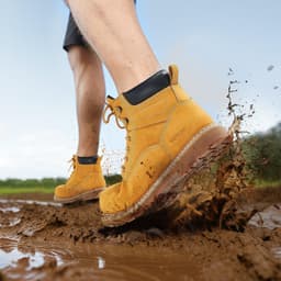 image-VEVOR Steel Toe Work Boots, US Size 8, Waterproof Work Boots for Men, Slip-Resistant Work Boot, Lightweight and Breathable Rubber Sole Mens Boots for Industry Construction, Brown Yellow