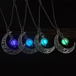 image-Fashion Moon Natural Glowing Stone Healing Necklace Women Gift Charm Luminous Pendant Necklace Jewelry