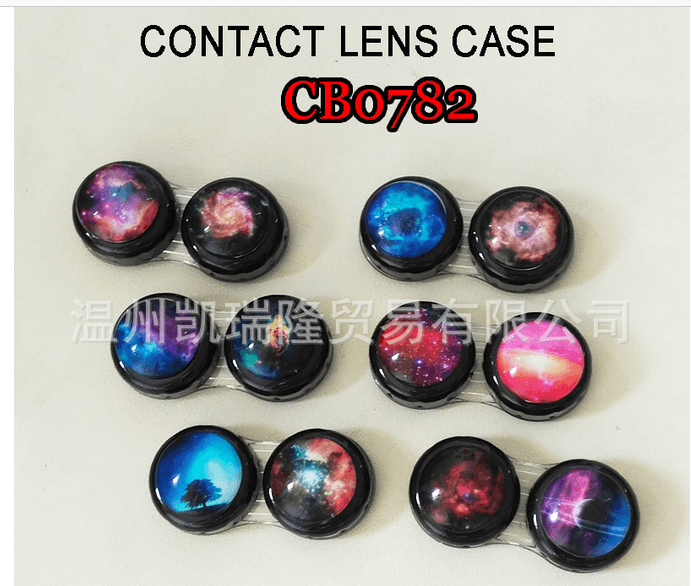 image-CB0782 hand-decorated bright starry sky DIY color contact lens case beauty contact lens care water box