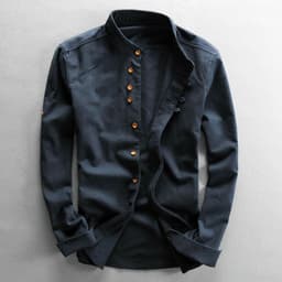image-2024 autumn and winter new men's casual linen shirt Chinese style stand-up collar independent station wish cotton and linen shirt