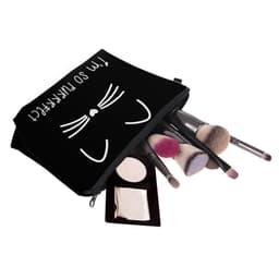image-Black Cat Printed Cosmetic Bag For Women