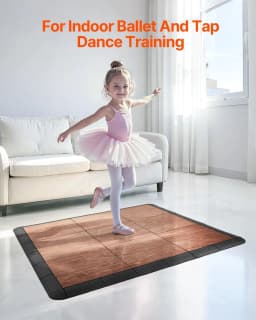 image-VEVOR Dance Floor Tiles, 12.4 x 12.4 in 25 Piece Interlocking Dance Flooring, Portable Dance Practice Floor with Cushioned Base (Oak Wood Grain, 25 sq. ft/Box )