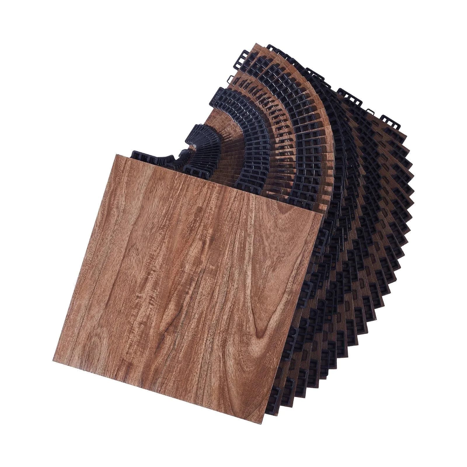 image-VEVOR Dance Floor Tiles, 12.4 x 12.4 in 25 Piece Interlocking Dance Flooring, Portable Dance Practice Floor with Cushioned Base (Oak Wood Grain, 25 sq. ft/Box )