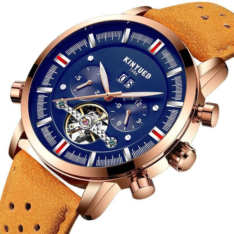 image-Leather Strap Watch With Large Dial For Men