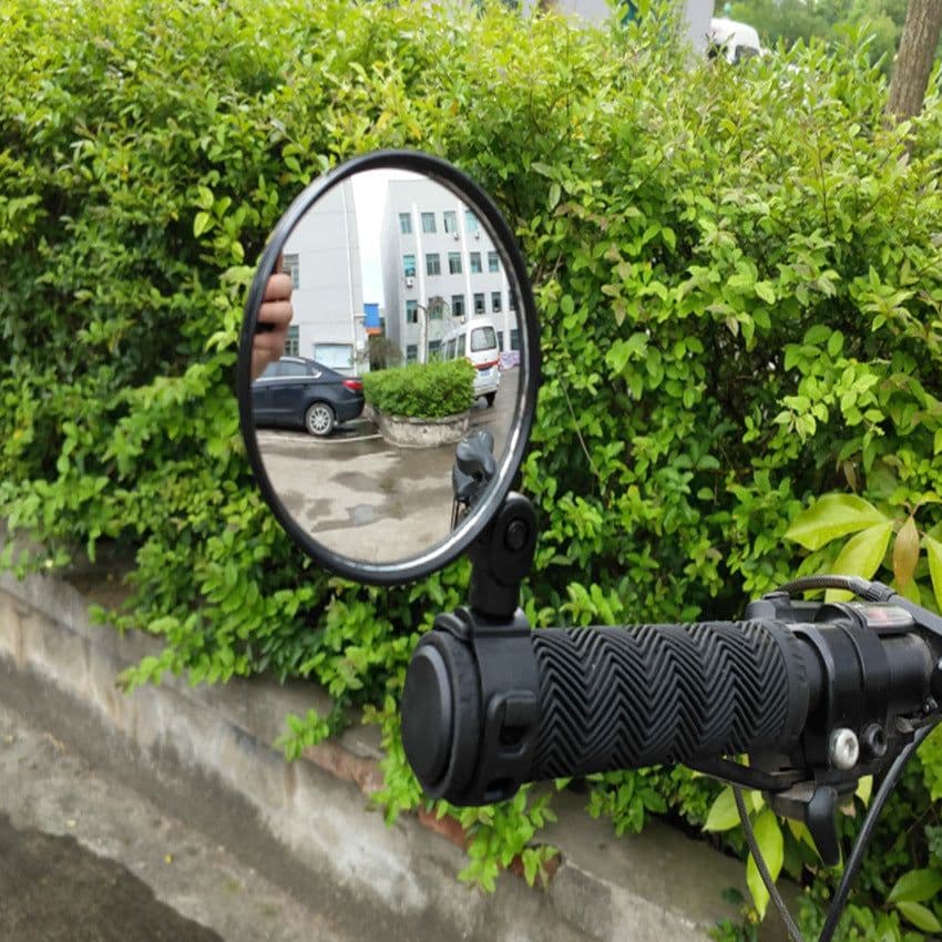 image-Bicycle Rearview Mirror Wide-angle Convex Mirror Bicycle Mirror Mountain Bike Silicone Handle/Large Round Mirror