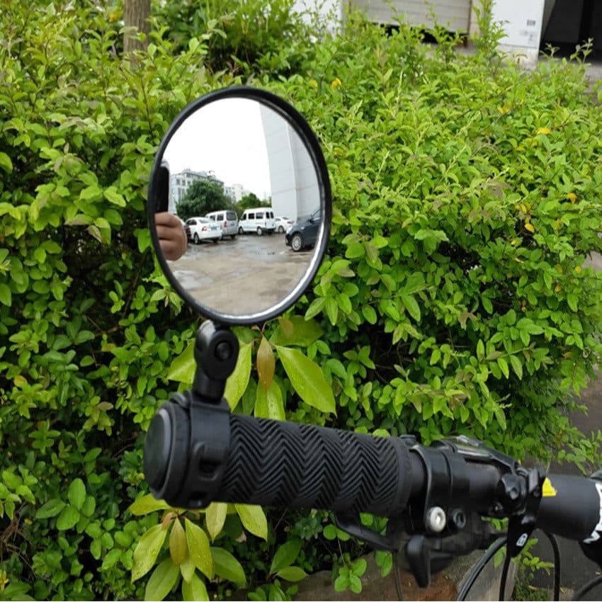 image-Bicycle Rearview Mirror Wide-angle Convex Mirror Bicycle Mirror Mountain Bike Silicone Handle/Large Round Mirror