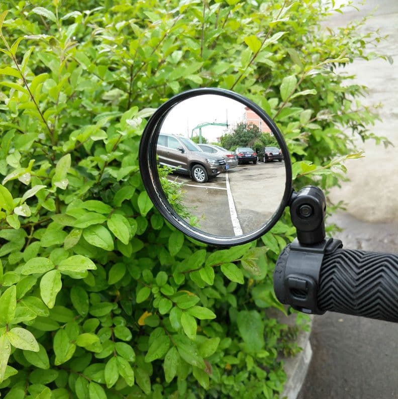 image-Bicycle Rearview Mirror Wide-angle Convex Mirror Bicycle Mirror Mountain Bike Silicone Handle/Large Round Mirror