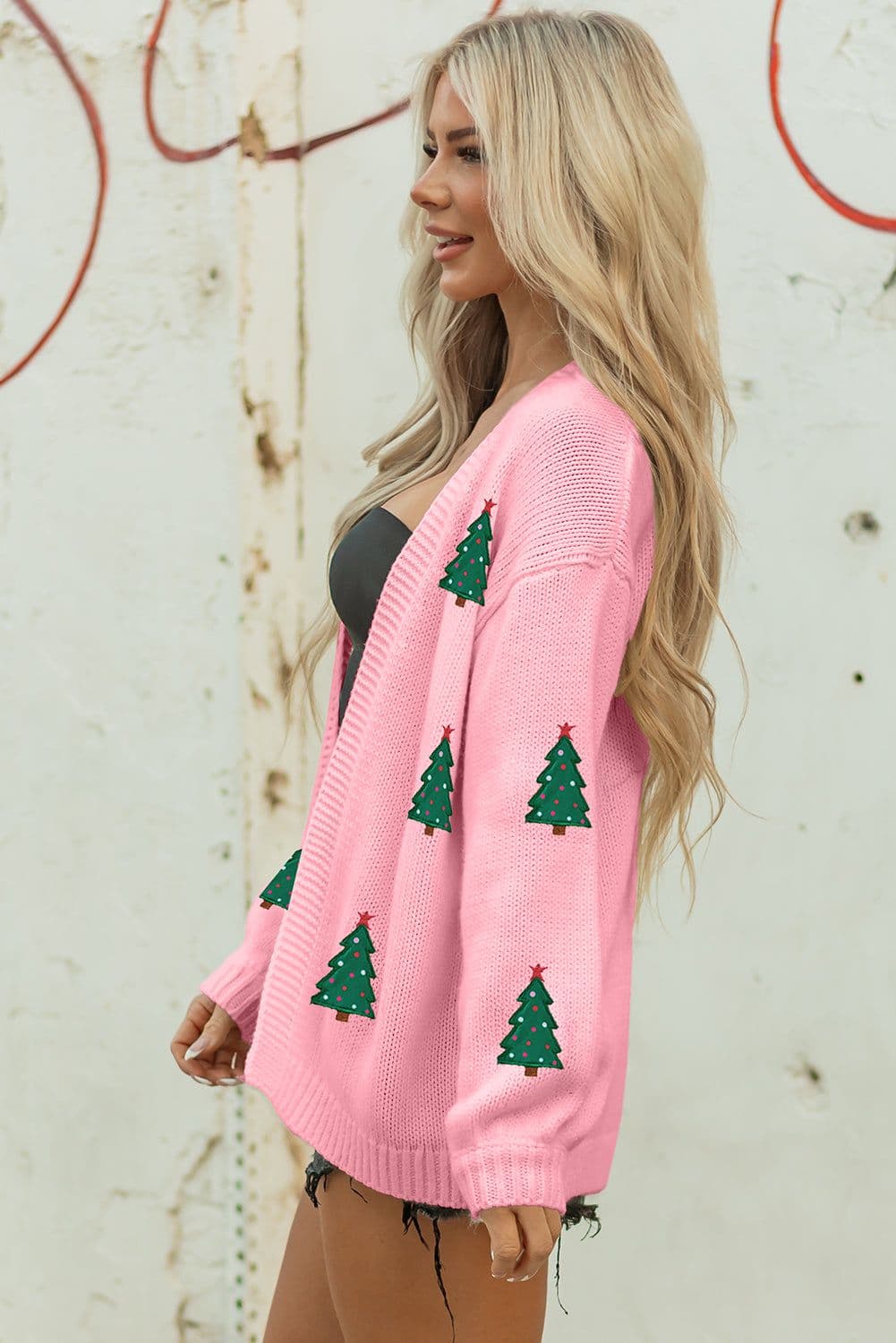 image-Straw Yellow Pumpkin Print Cardigan - Open Front