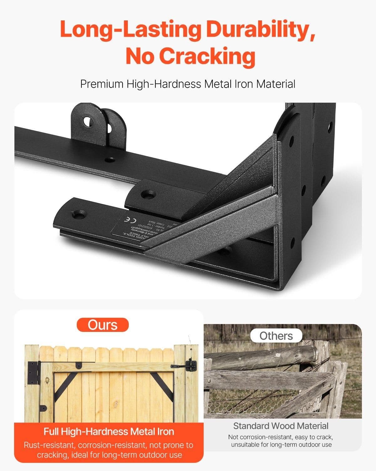 image-VEVOR Gate Corner Brace Bracket, Anti Sag Gate Frame Hardware Kit, Gate Frame Brace Bracket with Latch Lock Rope, Latch Lock, for Shed Doors, Corral Gates, Driveway Gates, Wood Windows, Iron, Black