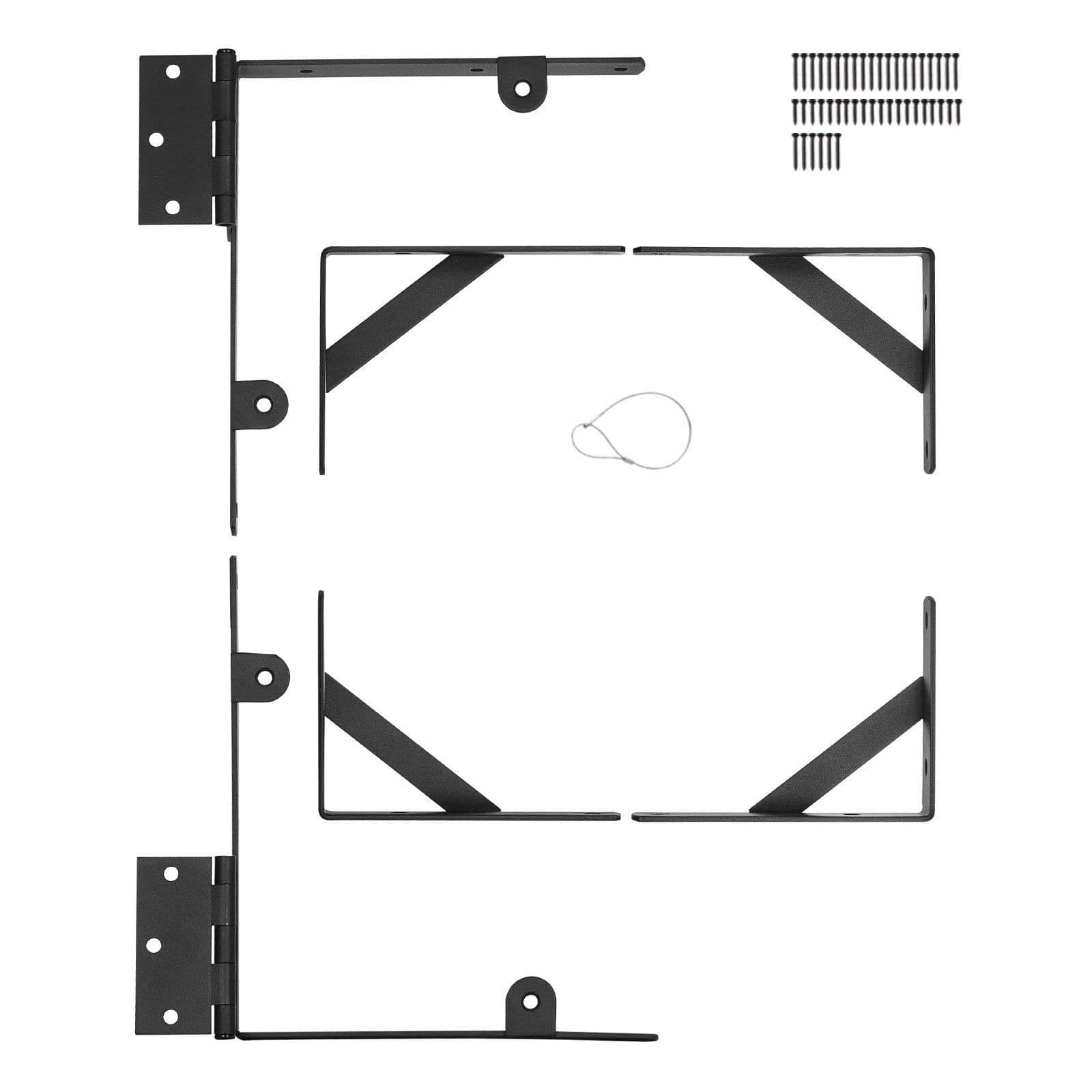 image-VEVOR Gate Corner Brace Bracket, Anti Sag Gate Frame Hardware Kit, Gate Frame Brace Bracket with Latch Lock Rope, Latch Lock, for Shed Doors, Corral Gates, Driveway Gates, Wood Windows, Iron, Black