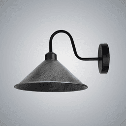 image-Brushed Silver Wall Light Fixture,Black Wall Sconce E27 Base Socket Screw Type Wall Mounted Swan Neck Cone Shape Shade
