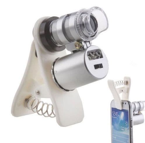 image-Compatible with Apple, 60X Universal Mobile Phone Microscope Macro Lens Optical Zoom Magnifier Micro Camera Clip LED Lenses For iPhone SE 5S 6S Plus