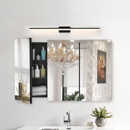 image-VEVOR Medicine Cabinet, 25.5 x 40 inch, Medicine Cabinet for Bathroom with Mirror, Aluminum Frame Bathroom Wall Cabinet, 4-layer Adjustable Shelves, Recessed & Wall-mounted Installation