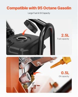 image-VEVOR Plate Compactor, 7.0 HP Gas Engine, 4451.22 lbf Vibration Compaction Force, 432 sq. in Plate, 5400 RPM Power Tamper, Ground Compactor Rammer for Dirt, Gravel, Asphalt, Foundation, EPA Compliant