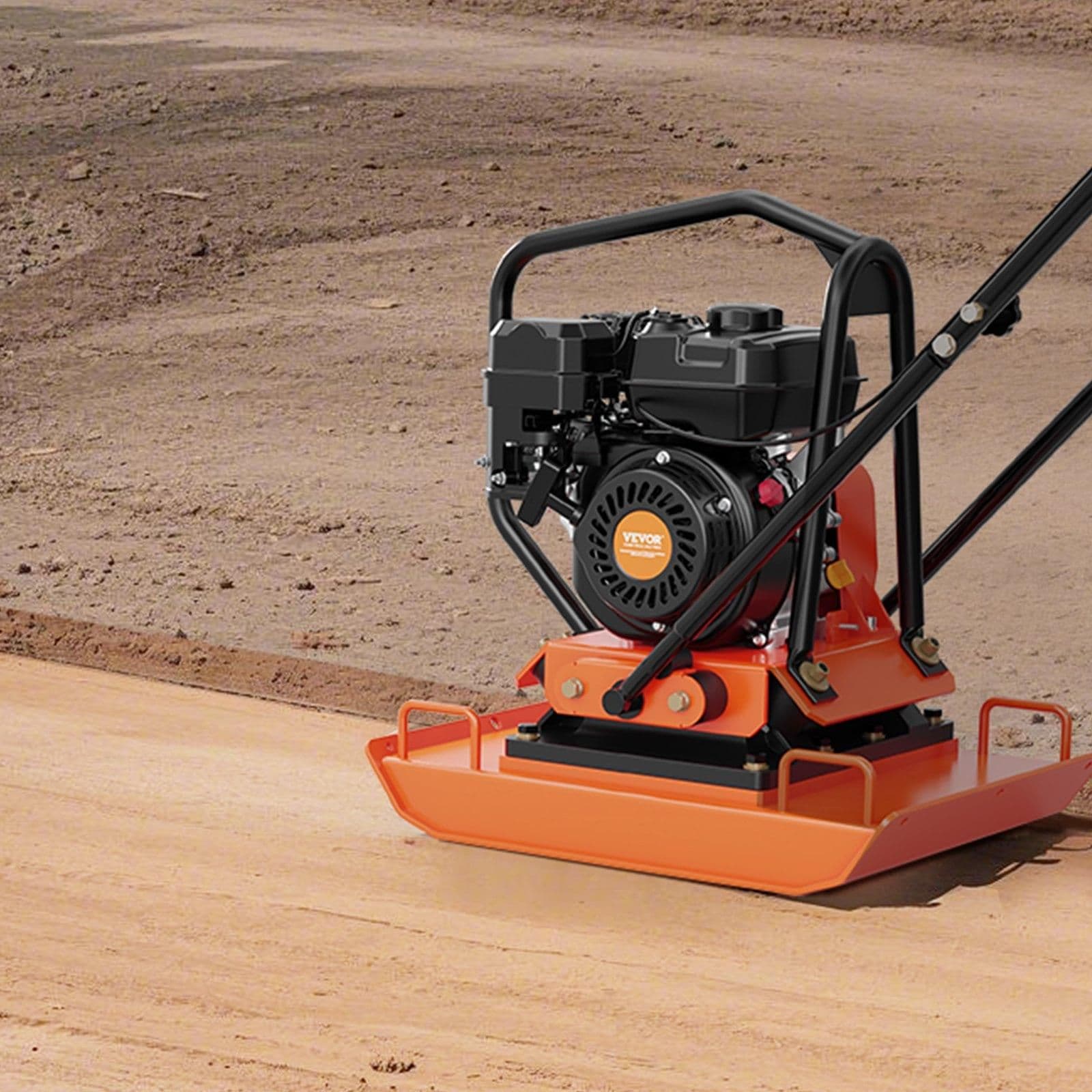 image-VEVOR Plate Compactor, 7.0 HP Gas Engine, 4451.22 lbf Vibration Compaction Force, 432 sq. in Plate, 5400 RPM Power Tamper, Ground Compactor Rammer for Dirt, Gravel, Asphalt, Foundation, EPA Compliant