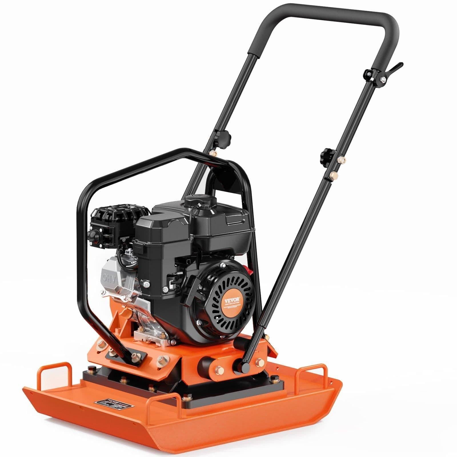 image-VEVOR Plate Compactor, 7.0 HP Gas Engine, 4451.22 lbf Vibration Compaction Force, 432 sq. in Plate, 5400 RPM Power Tamper, Ground Compactor Rammer for Dirt, Gravel, Asphalt, Foundation, EPA Compliant