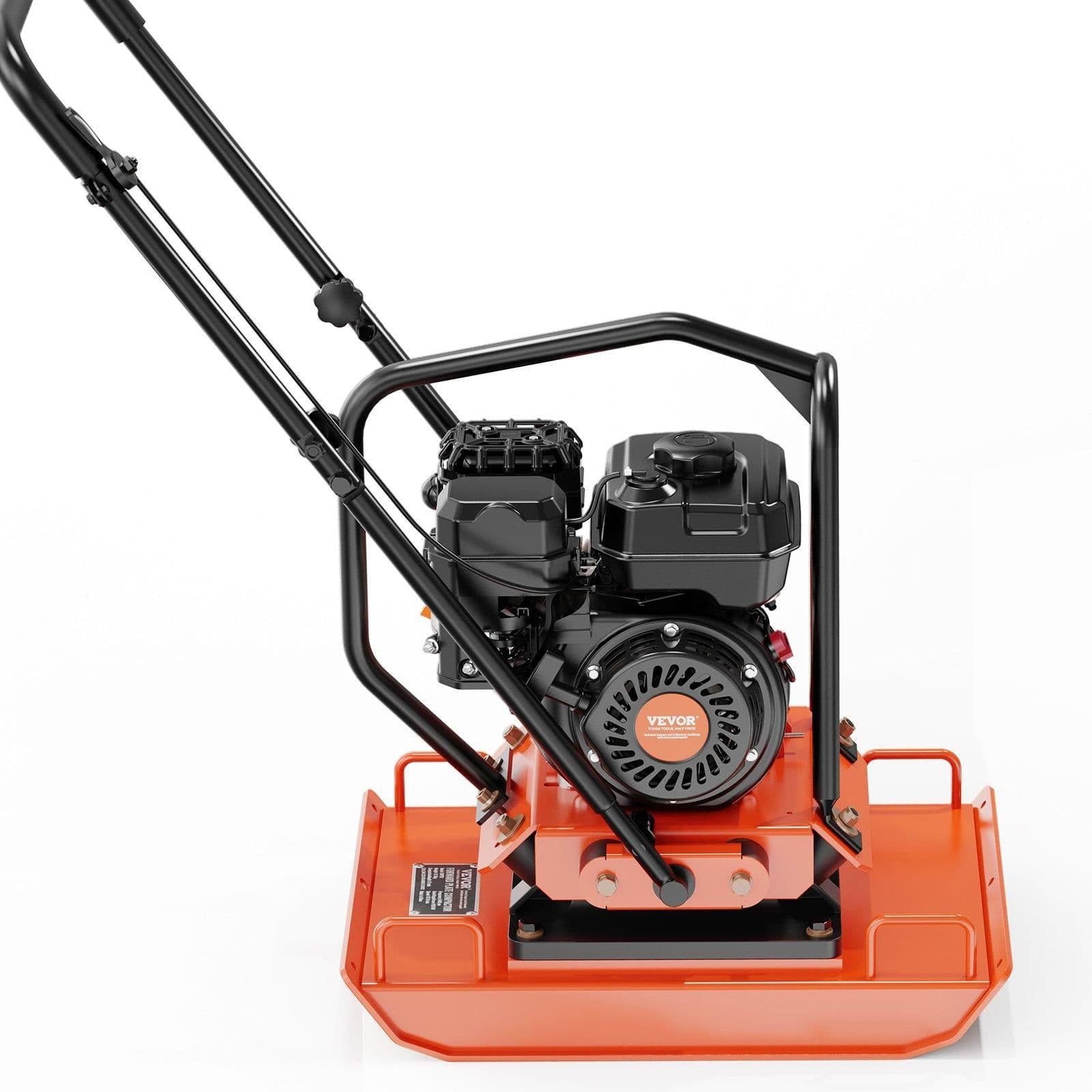 image-VEVOR Plate Compactor, 7.0 HP Gas Engine, 4451.22 lbf Vibration Compaction Force, 432 sq. in Plate, 5400 RPM Power Tamper, Ground Compactor Rammer for Dirt, Gravel, Asphalt, Foundation, EPA Compliant
