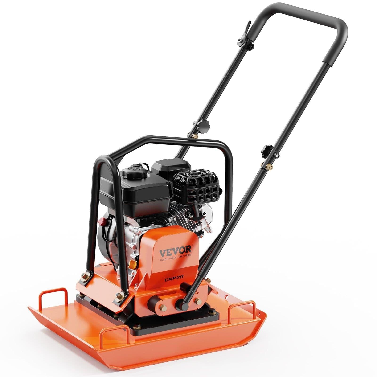 image-VEVOR Plate Compactor, 7.0 HP Gas Engine, 4451.22 lbf Vibration Compaction Force, 432 sq. in Plate, 5400 RPM Power Tamper, Ground Compactor Rammer for Dirt, Gravel, Asphalt, Foundation, EPA Compliant