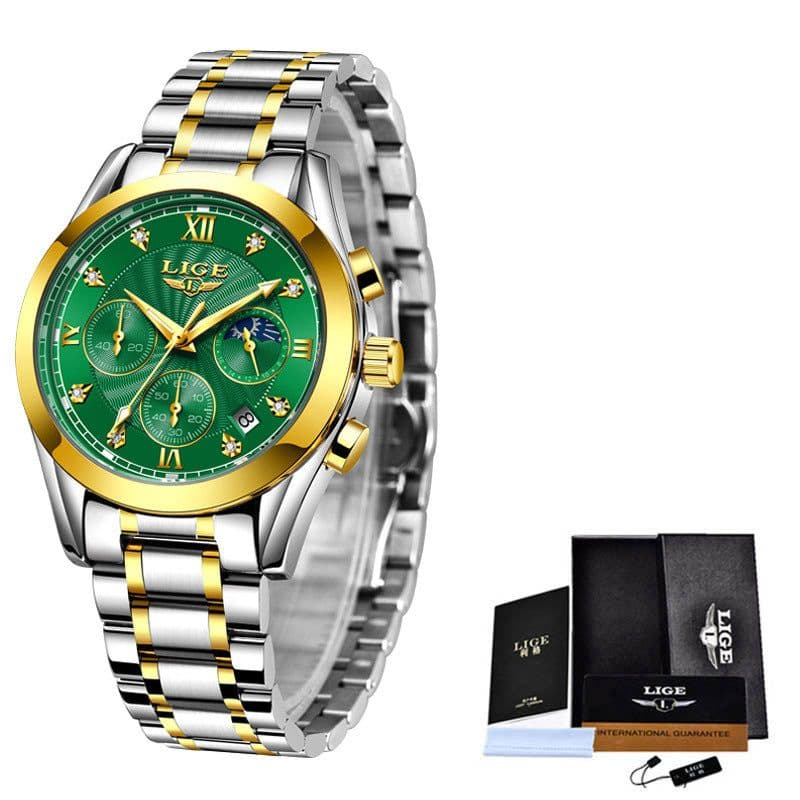 image-Men's Business Waterproof Watch With Stainless Steel Strap