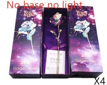 image-24K Luminous Color Gold Rose Flower Set