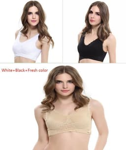 image-Front Cross Side Buckle Lace Side Non-Wire Sports Fitness Bra