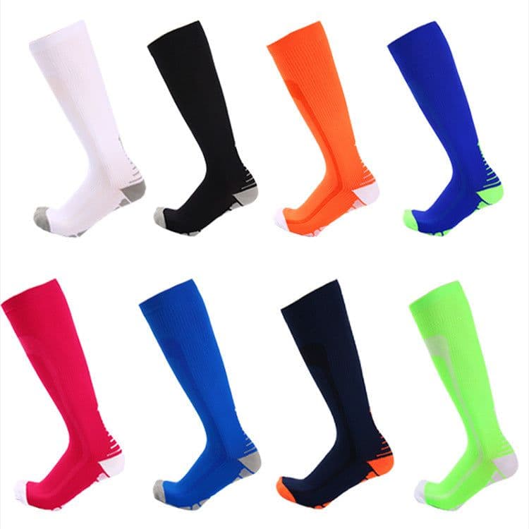 image-Unihealth Nylon Compression Socks - Men's/Women's Gradient Design - Navy Blue/Yellow - Size L/XL