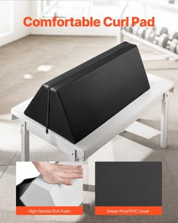 image-VEVOR Portable Preacher Curl Pad - Black EVA Foam Bicep Support