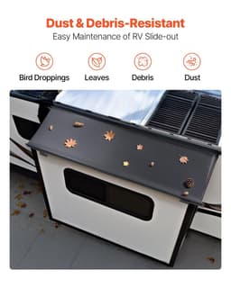 image-VEVOR Camper Awning Fabric Replacement, 1" to 12', Weatherproof Durable Slide Topper Awning with Bracket, Heavy Duty Slide Topper Awning with Stainless Steel Material, Fit for RV & Motorhome(Black)