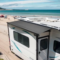 image-VEVOR Camper Awning Fabric Replacement, 1" to 12', Weatherproof Durable Slide Topper Awning with Bracket, Heavy Duty Slide Topper Awning with Stainless Steel Material, Fit for RV & Motorhome(Black)