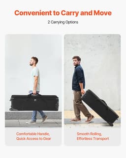 image-VEVOR Studio Equipment Trolley Case, 51.57 x 14.37 x 14.96 in / 131 x 36.5 x 38 cm, Rolling Camera Bag, Carrying Bag with Wheels Straps Padded Compartment Handle, for Light Stands, Tripods, Telescopes