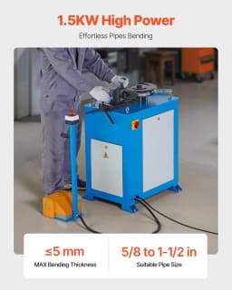 image-VEVOR Electric Tube Bending Machine, 1.5 KW Electric Tube Bender for 5/8 to 1-1/2 inch Pipes, Pipe Bender Machine with 5 Set Dies, Manual & Auto Modes and 180° Max Bending Angle (220V 60Hz 3-Phase)