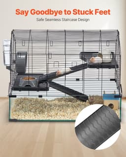 image-VEVOR Hamster Cage, 360° Viewing Transparent Hamster Habitats, Small Animal Cage, 29.5 x 17.3 x 24 in, Ventilated Pet Mouse Cages with Water Bottle, Portable Hamster House for Rats, Guinea Pigs