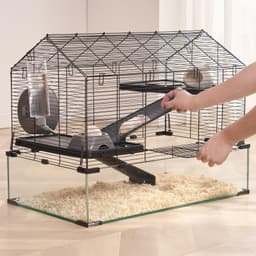image-VEVOR Hamster Cage, 360° Viewing Transparent Hamster Habitats, Small Animal Cage, 29.5 x 17.3 x 24 in, Ventilated Pet Mouse Cages with Water Bottle, Portable Hamster House for Rats, Guinea Pigs