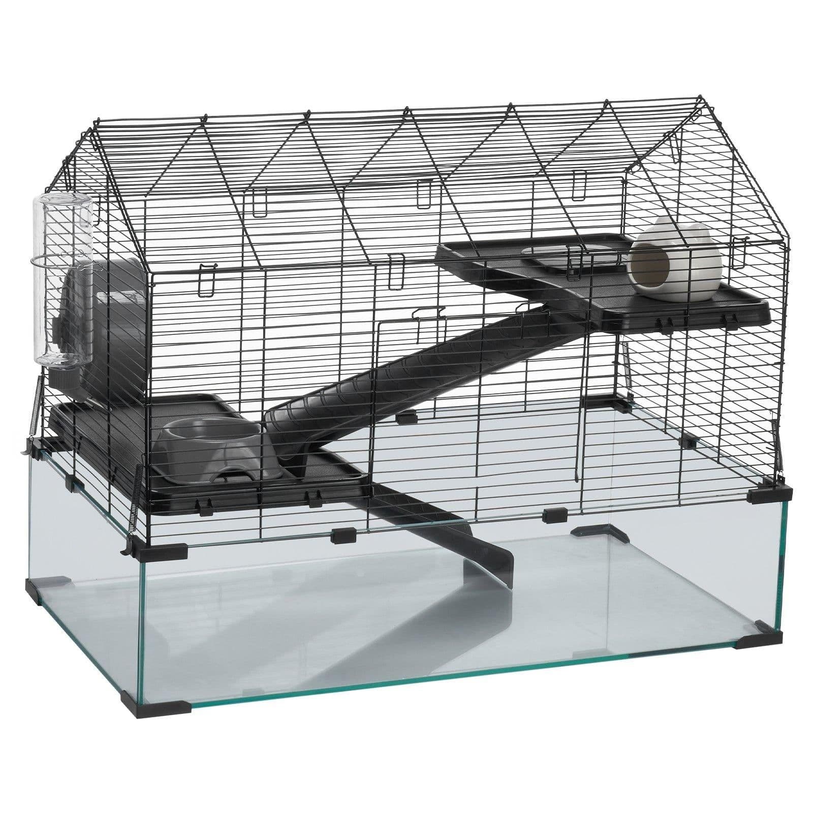 image-VEVOR Hamster Cage, 360° Viewing Transparent Hamster Habitats, Small Animal Cage, 29.5 x 17.3 x 24 in, Ventilated Pet Mouse Cages with Water Bottle, Portable Hamster House for Rats, Guinea Pigs