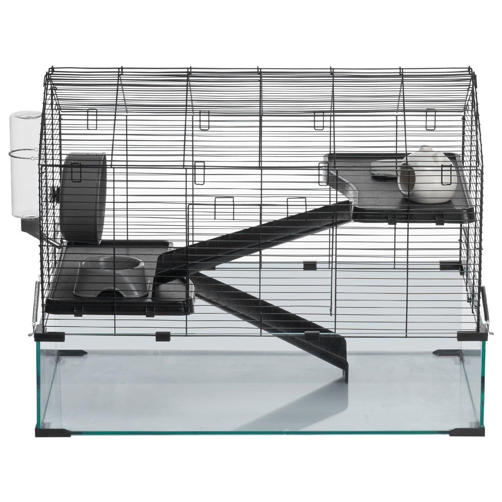 image-VEVOR Hamster Cage, 360° Viewing Transparent Hamster Habitats, Small Animal Cage, 29.5 x 17.3 x 24 in, Ventilated Pet Mouse Cages with Water Bottle, Portable Hamster House for Rats, Guinea Pigs